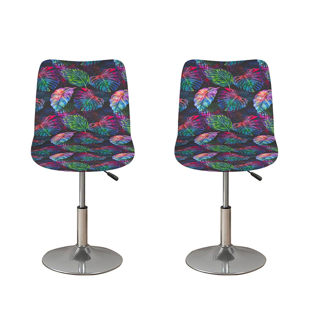 Colorful Tropical Leaves Pattern Print Bar Stool Covers