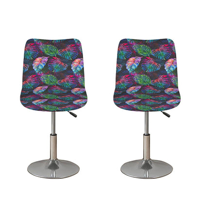 Colorful Tropical Leaves Pattern Print Bar Stool Covers