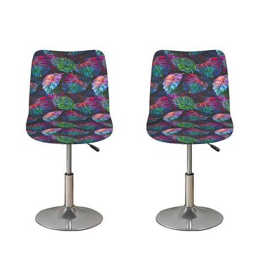 Colorful Tropical Leaves Pattern Print Bar Stool Covers