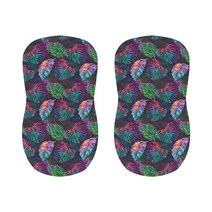Colorful Tropical Leaves Pattern Print Bar Stool Covers