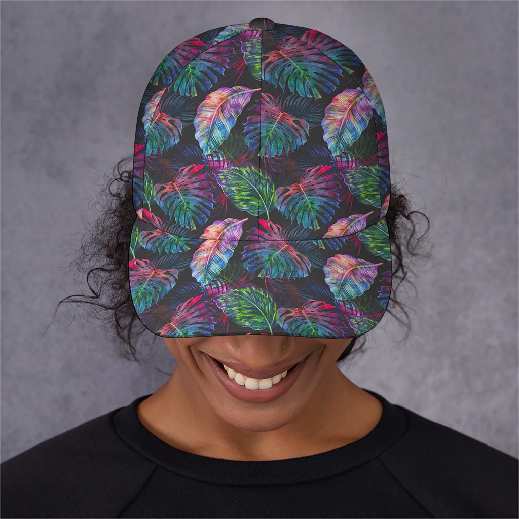 Colorful Tropical Leaves Pattern Print Baseball Cap