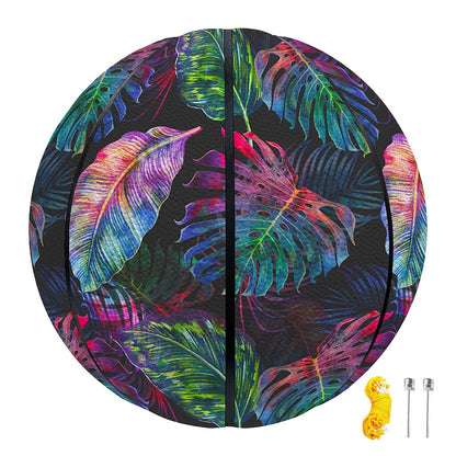 Colorful Tropical Leaves Pattern Print Basketball
