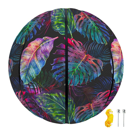 Colorful Tropical Leaves Pattern Print Basketball