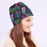 Colorful Tropical Leaves Pattern Print Beanie