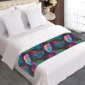 Colorful Tropical Leaves Pattern Print Bed Runner