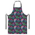 Colorful Tropical Leaves Pattern Print Bib Apron With Pocket