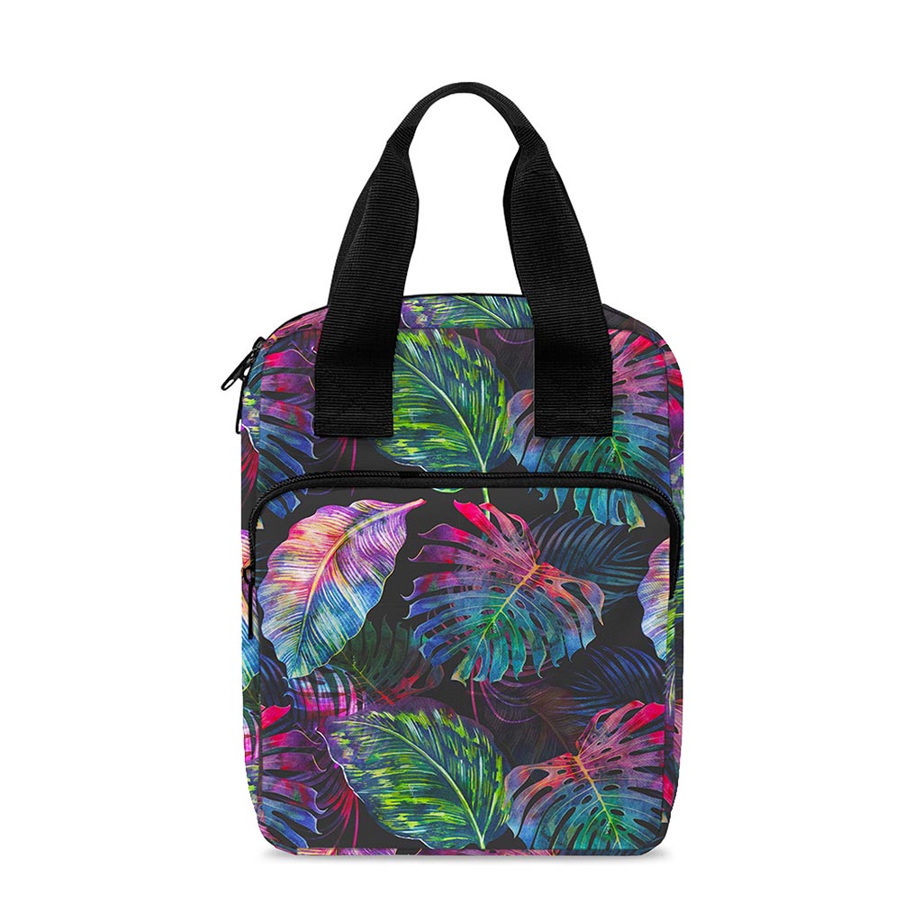 Colorful Tropical Leaves Pattern Print Bible Tote Bag