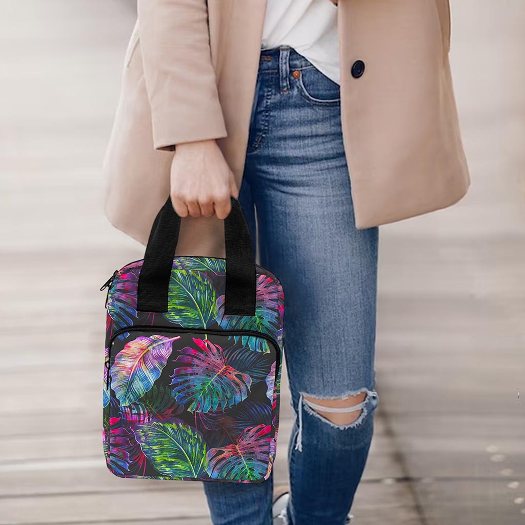 Colorful Tropical Leaves Pattern Print Bible Tote Bag