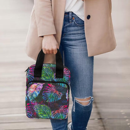 Colorful Tropical Leaves Pattern Print Bible Tote Bag
