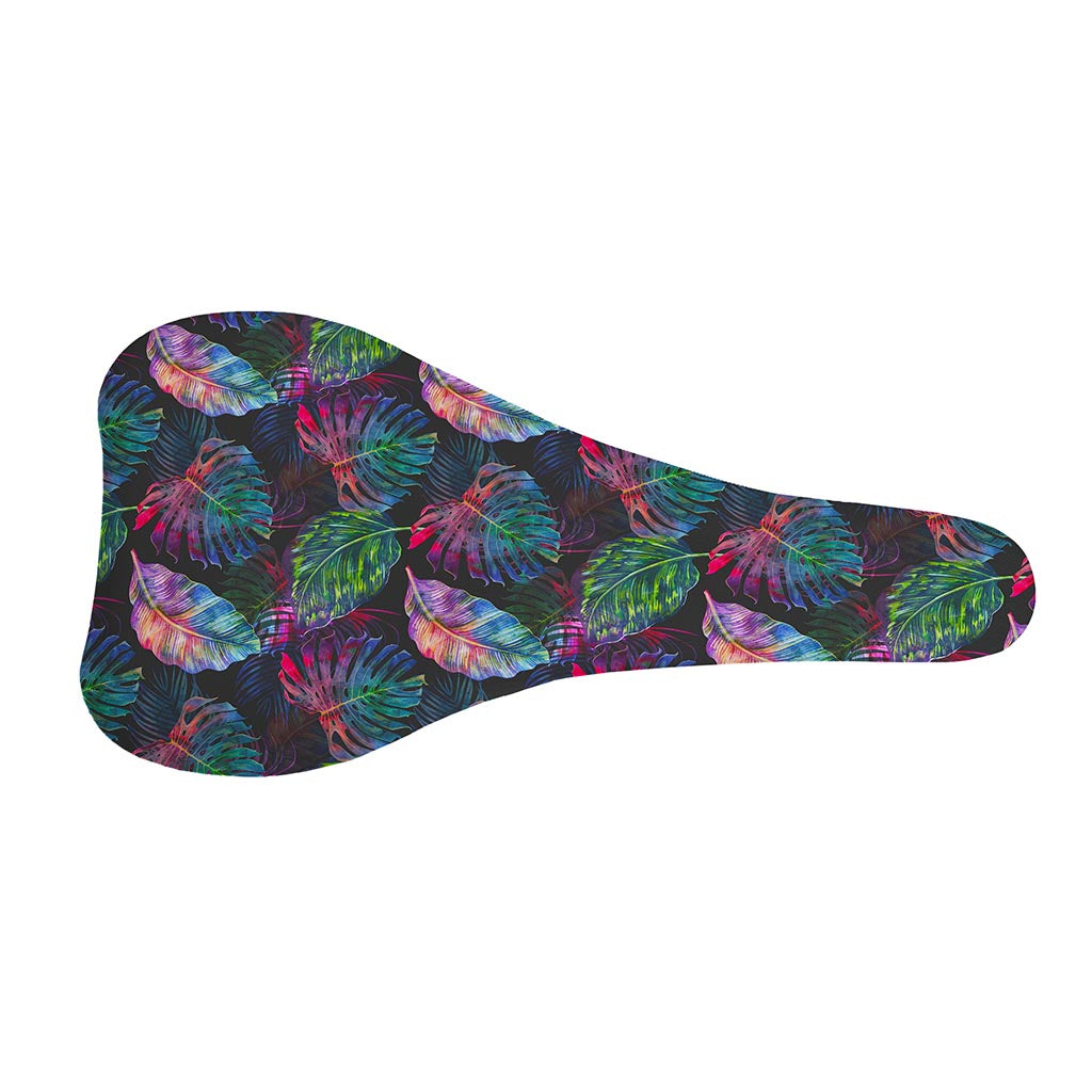 Colorful Tropical Leaves Pattern Print Bicycle Seat Cover