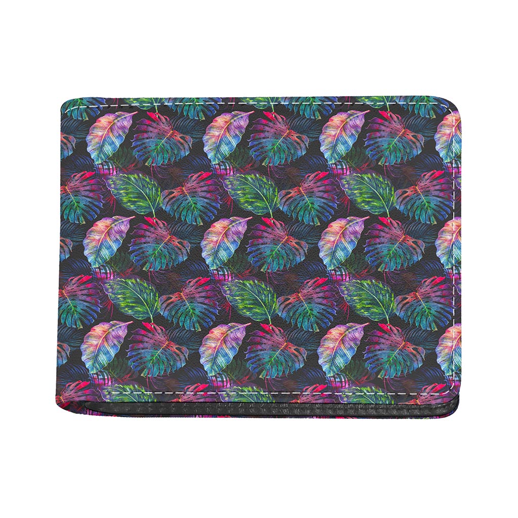 Colorful Tropical Leaves Pattern Print Bifold Wallet