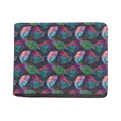 Colorful Tropical Leaves Pattern Print Bifold Wallet