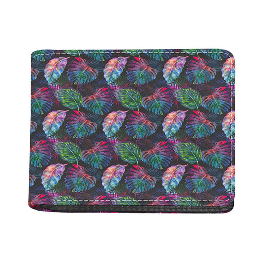 Colorful Tropical Leaves Pattern Print Bifold Wallet