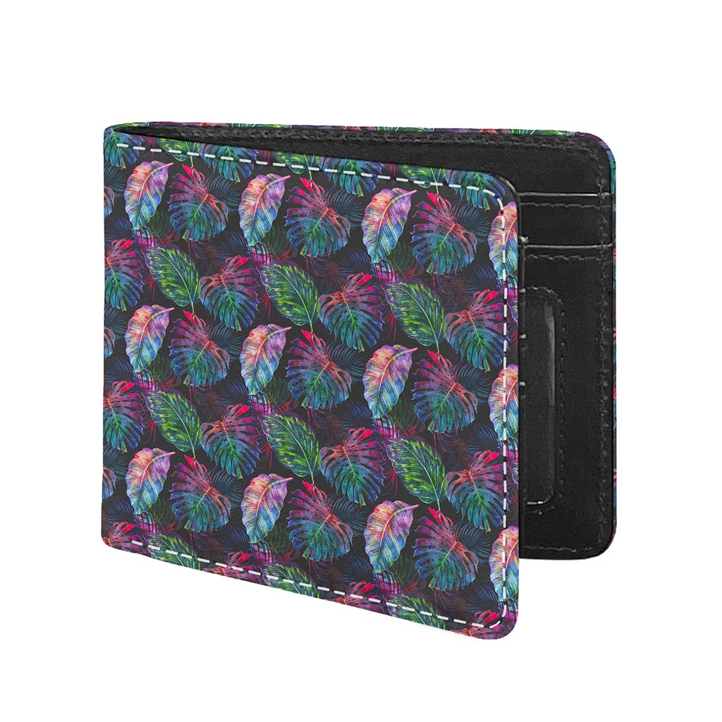 Colorful Tropical Leaves Pattern Print Bifold Wallet