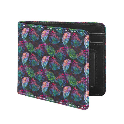 Colorful Tropical Leaves Pattern Print Bifold Wallet