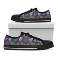 Colorful Tropical Leaves Pattern Print Black Low Top Sneakers