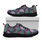 Colorful Tropical Leaves Pattern Print Black Running Shoes