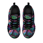 Colorful Tropical Leaves Pattern Print Black Running Shoes