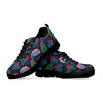 Colorful Tropical Leaves Pattern Print Black Running Shoes