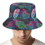 Colorful Tropical Leaves Pattern Print Bucket Hat