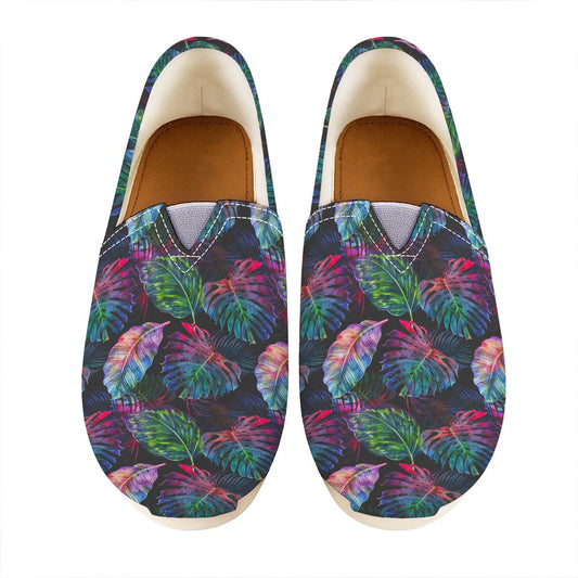 Colorful Tropical Leaves Pattern Print Casual Shoes
