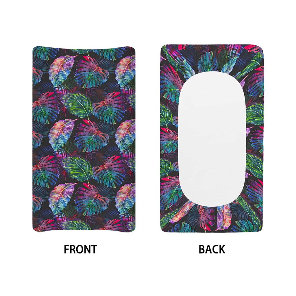 Colorful Tropical Leaves Pattern Print Changing Pad Cover