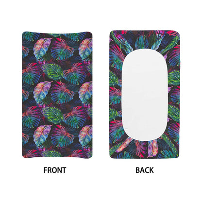 Colorful Tropical Leaves Pattern Print Changing Pad Cover