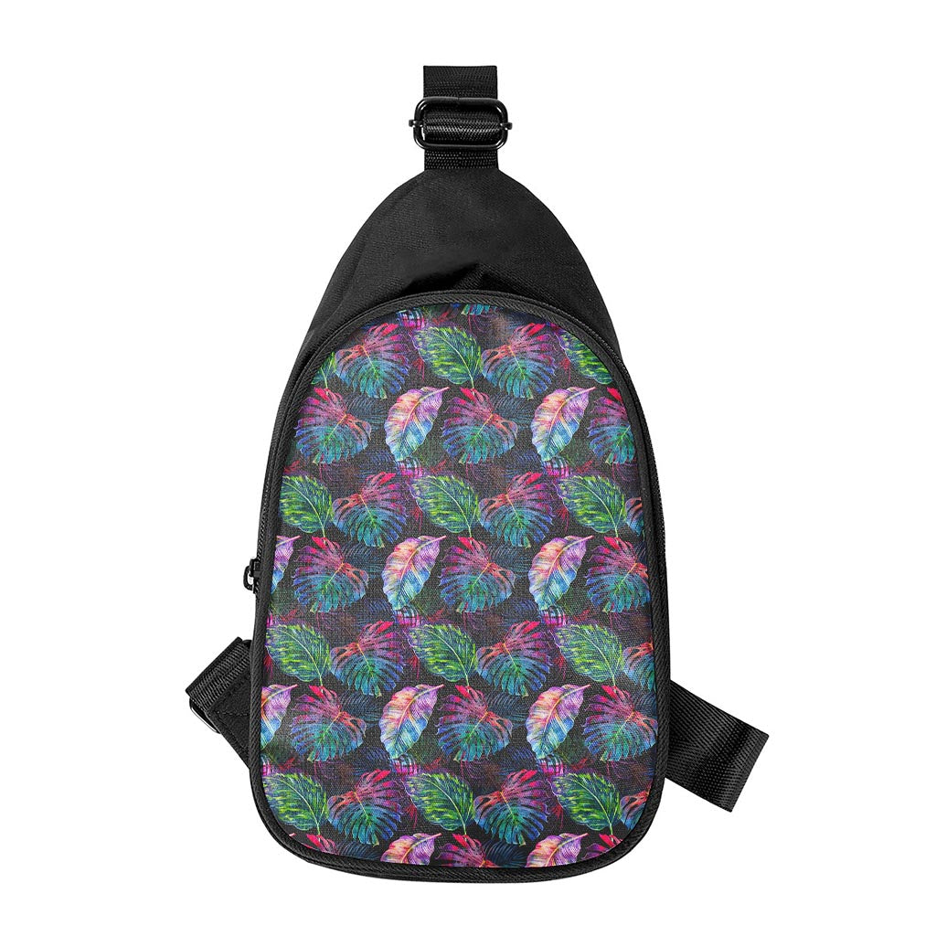 Colorful Tropical Leaves Pattern Print Chest Bag