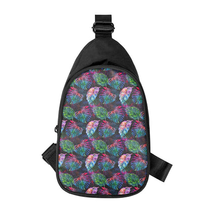 Colorful Tropical Leaves Pattern Print Chest Bag