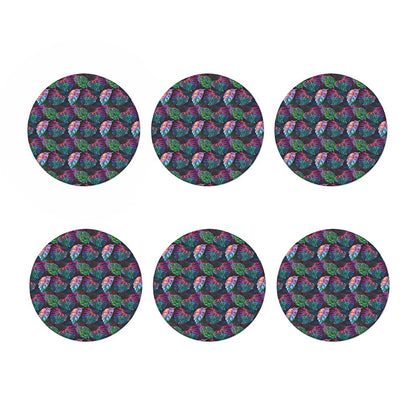 Colorful Tropical Leaves Pattern Print Coaster Set