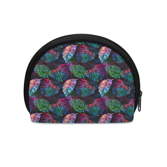 Colorful Tropical Leaves Pattern Print Coin Purse