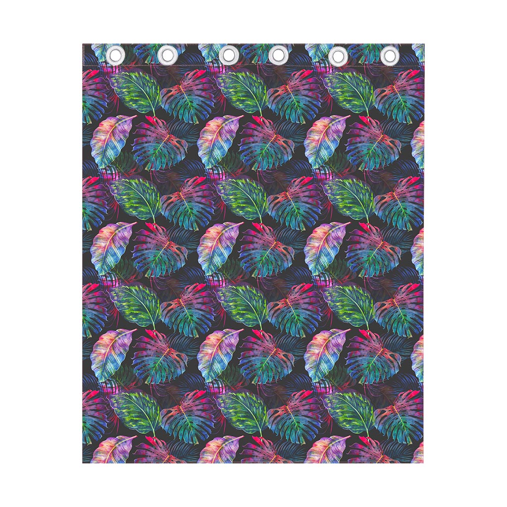 Colorful Tropical Leaves Pattern Print Curtain