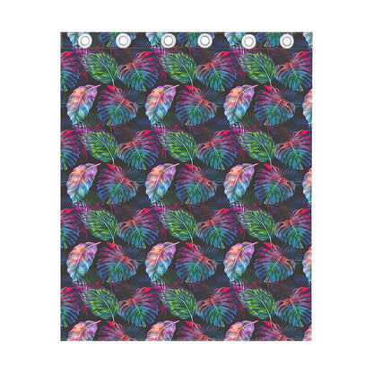 Colorful Tropical Leaves Pattern Print Curtain