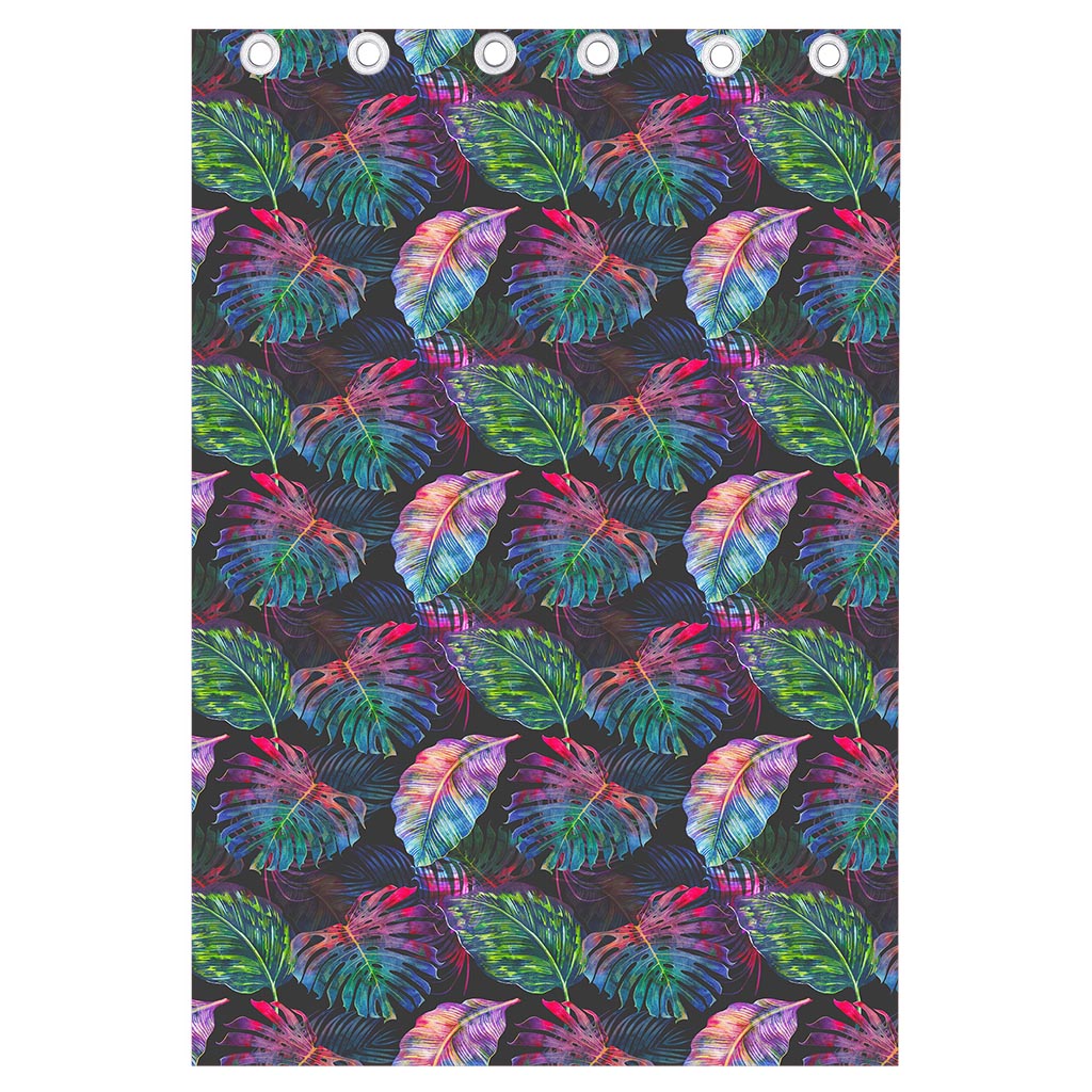 Colorful Tropical Leaves Pattern Print Curtain