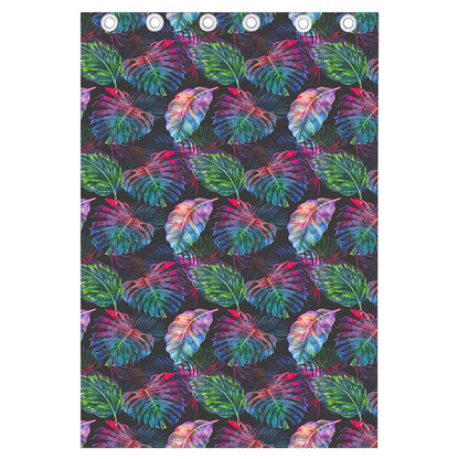 Colorful Tropical Leaves Pattern Print Curtain