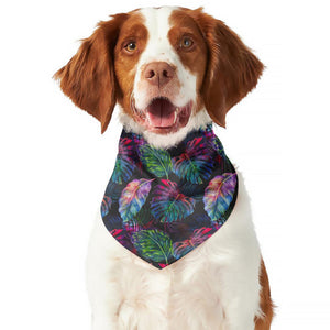 Colorful Tropical Leaves Pattern Print Dog Bandana