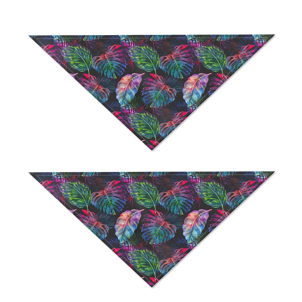Colorful Tropical Leaves Pattern Print Dog Bandana