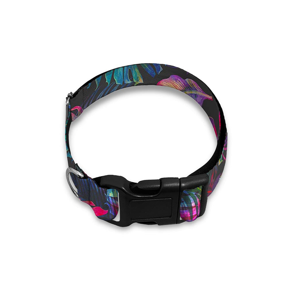 Colorful Tropical Leaves Pattern Print Dog Collar