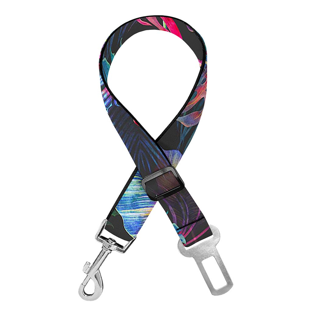 Colorful Tropical Leaves Pattern Print Dog Seat Belt