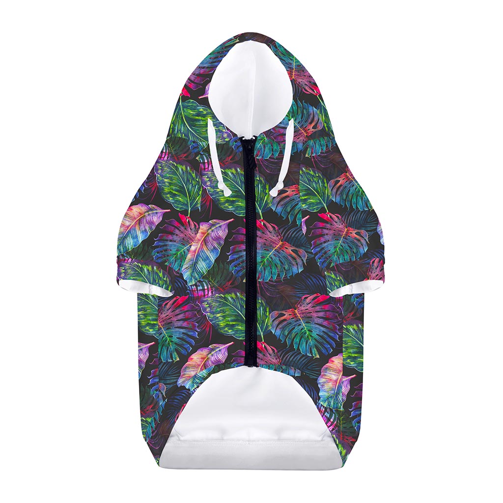 Colorful Tropical Leaves Pattern Print Dog Zip Up Hoodie