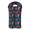 Colorful Tropical Leaves Pattern Print Double Neoprene Wine Tote