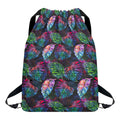 Colorful Tropical Leaves Pattern Print Drawstring Backpack