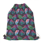Colorful Tropical Leaves Pattern Print Drawstring Bag