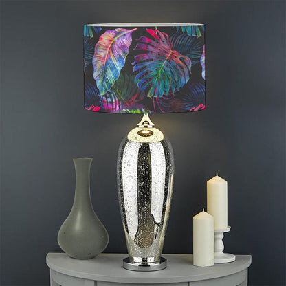Colorful Tropical Leaves Pattern Print Drum Lamp Shade