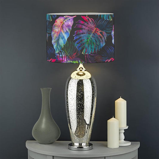 Colorful Tropical Leaves Pattern Print Drum Lamp Shade