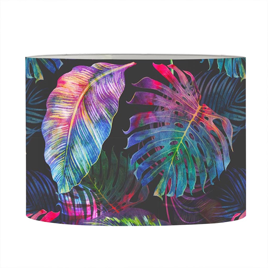 Colorful Tropical Leaves Pattern Print Drum Lamp Shade