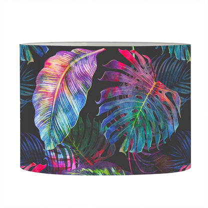 Colorful Tropical Leaves Pattern Print Drum Lamp Shade