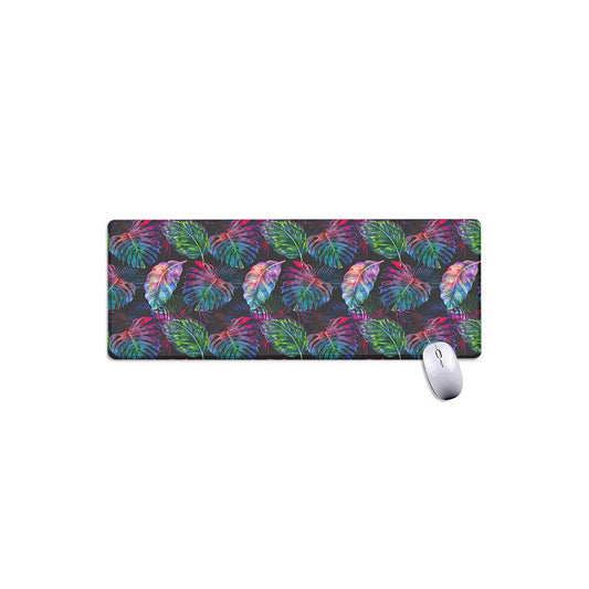 Colorful Tropical Leaves Pattern Print Extended Mouse Pad
