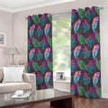 Colorful Tropical Leaves Pattern Print Extra Wide Grommet Curtains