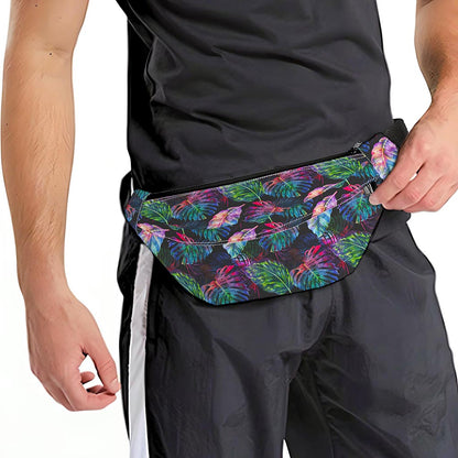 Colorful Tropical Leaves Pattern Print Fanny Pack